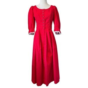 Trachten Werner Austrian Red Button-Down Cotton Dress 9103 Maria 40 NWT 8 M